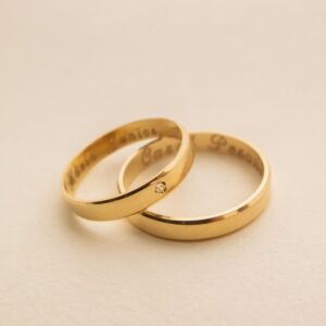 Par de Alianças Tradicional Borda chanfrada Ouro18k 4mm