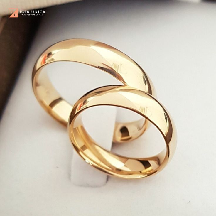 Par de Alianças Anatômica Abaulada Polida 18k 6mm