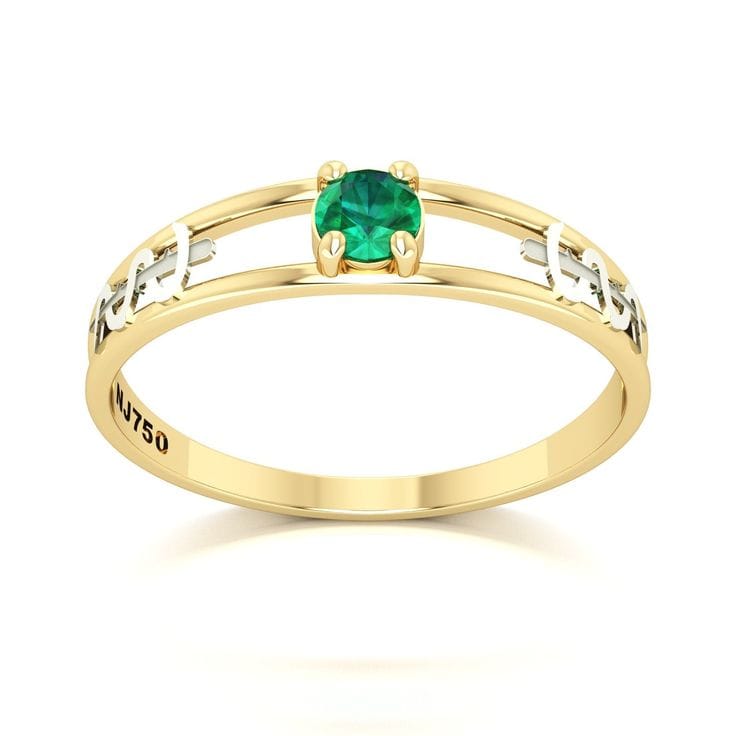 Anel de Formatura Ouro 18k Esmeralda Natural 4mm