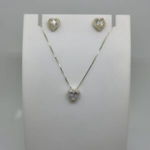 Conjunto Coração zircônia Branca 45cm