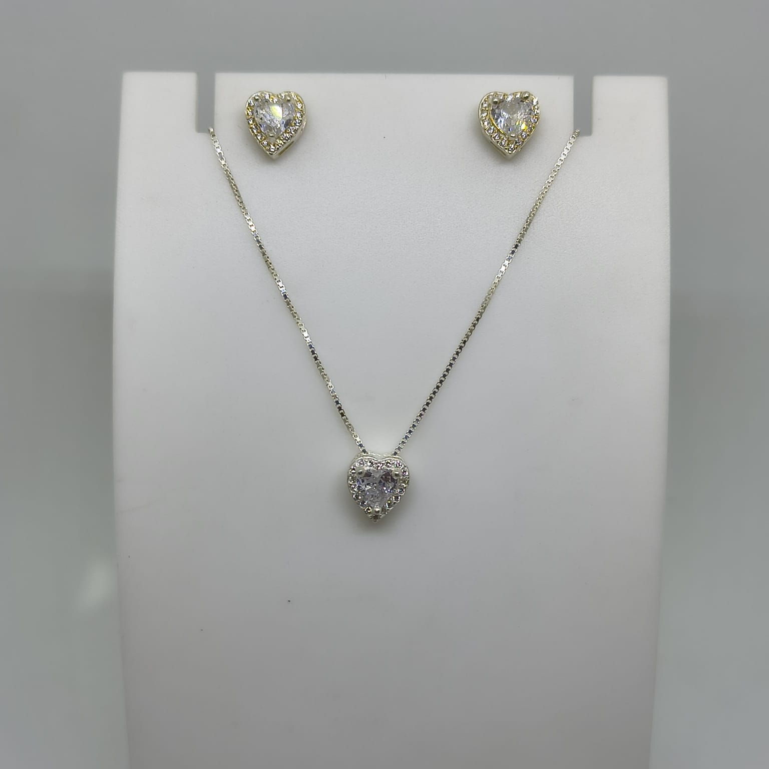 Conjunto Coração zircônia Branca 45cm