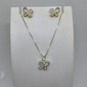 Conjunto Borboleta com zircônia branca 45cm