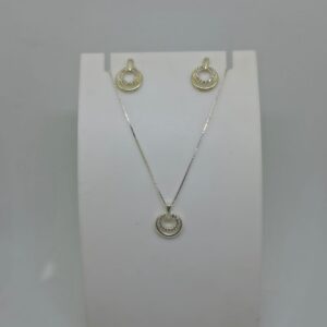 Conjunto mandala com zircônias rosa e branca 45cm