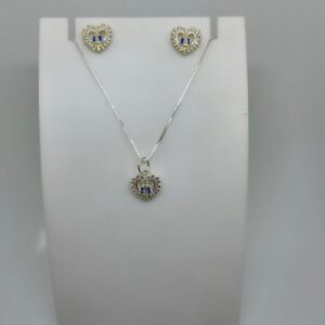 Conjunto coração Nossa Senhora zircônia Branca 45cm