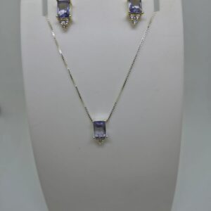 Conjunto Pedra Lilás Zircônia branca 45cm