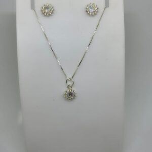 Conjunto Flor com zircônia branca 45cm