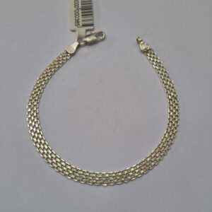 Pulseira Feminina Prata 925 malha achatada 6mm