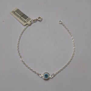 Pulseira Feminina Prata olho grego fina
