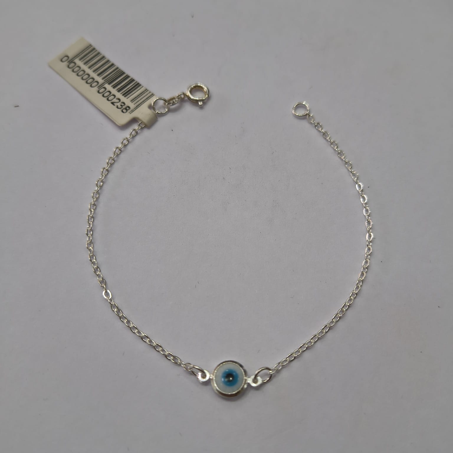 Pulseira Feminina Prata olho grego fina