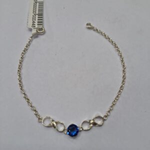 Pulseira Feminina Prata 925 Infinito pedra Azul