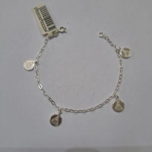 Pulseira Feminina Prata 925 Plaquinha Nossa Senhora