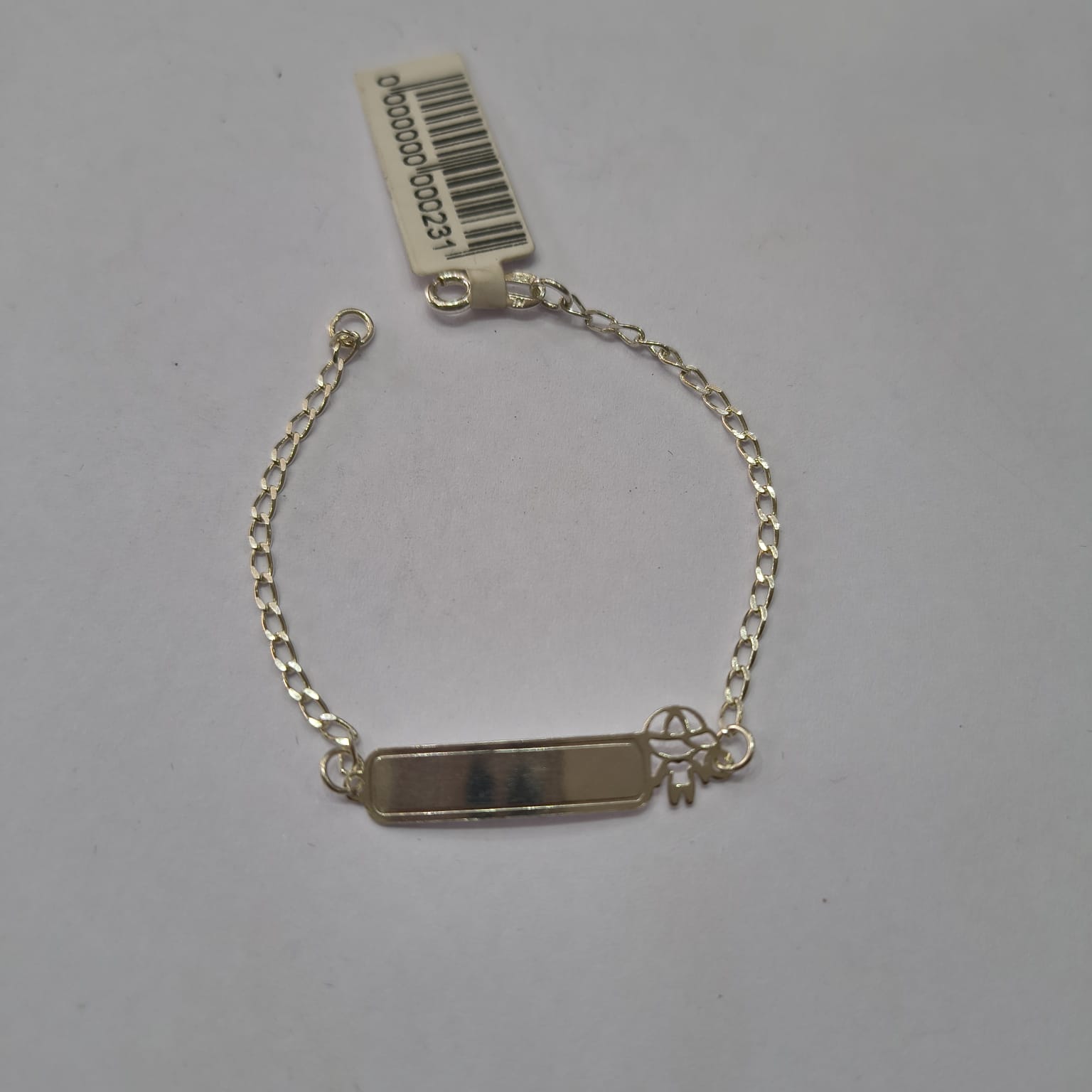 Pulseira Infantil Prata 925 plaquinha Menino