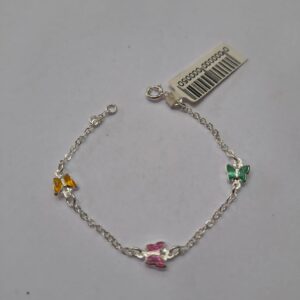 Pulseira Infantil Prata 925 Borboletas Zircônias