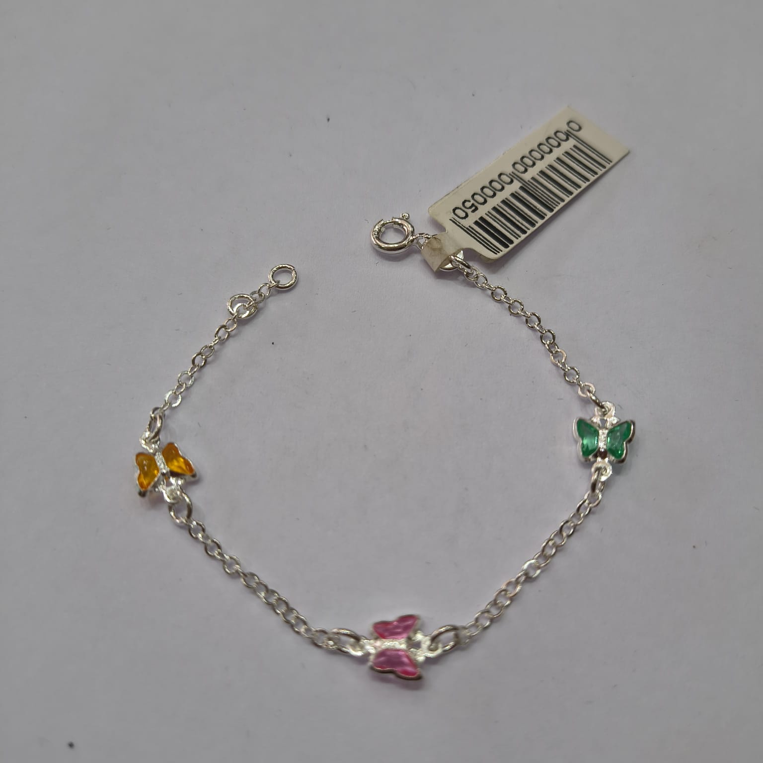 Pulseira Infantil Prata 925 Borboletas Zircônias