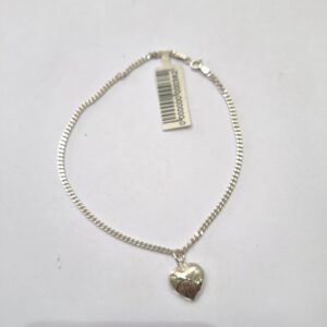 Tornozeleira Prata 925 pingente coração