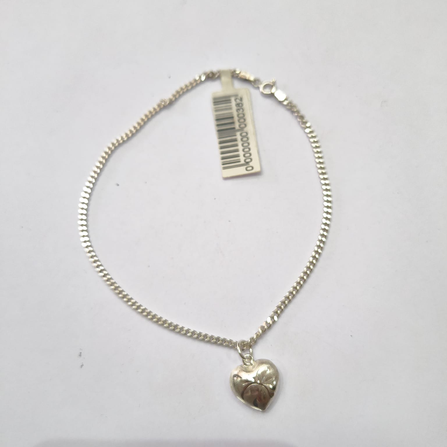 Tornozeleira Prata 925 pingente coração