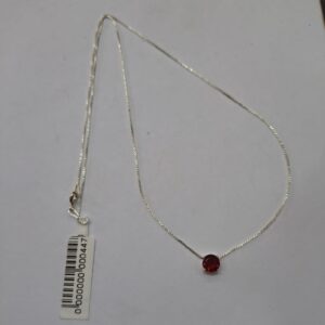 Corrente Feminina Veneziana Ponto de Luz Prata 925 pedra Zircônia vermelha