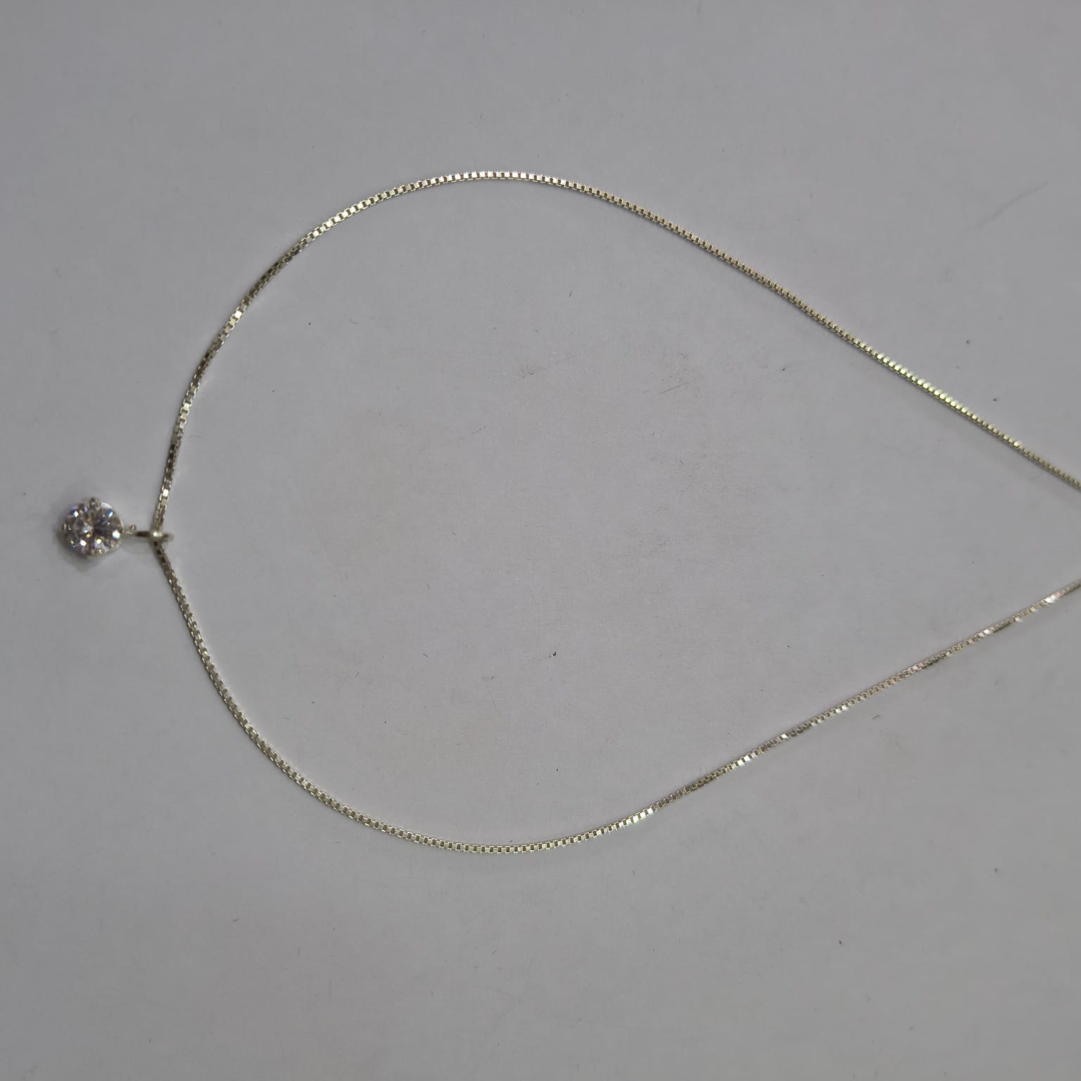 Corrente Feminina Veneziana Ponto de Luz Prata 925 pedra Zircônias