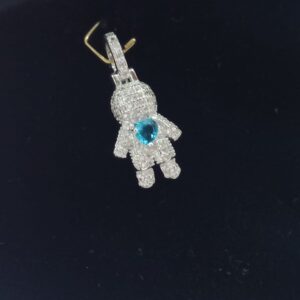 Pingente Prata Menino Zircônia Azul e strass