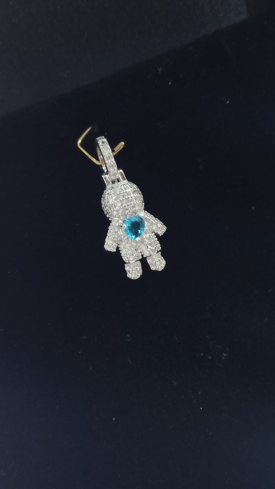 Pingente Prata Menino Zircônia Azul e strass