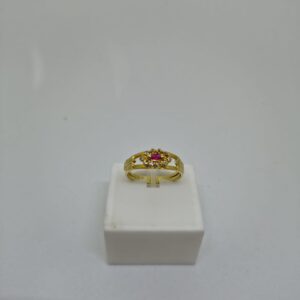 Anel de Formatura Rubi sintético com 10 zircônias Branca