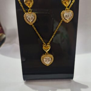 Conjunto Coração Cravejado com Zircônias 45cm