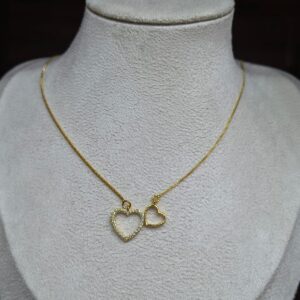 Corrente Veneziana Feminina Coração Vazado Strass 45cm