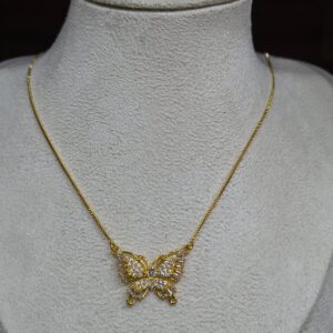 Corrente Veneziana Feminina Borboleta Strass 45cm