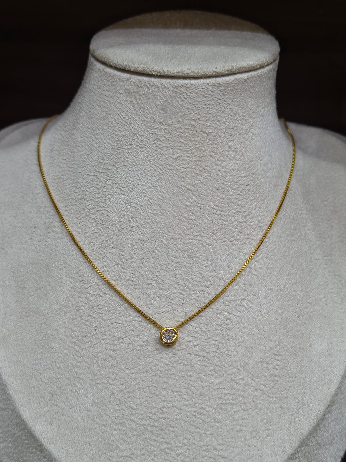 Corrente Veneziana Feminina Pingente Zircônia 45cm