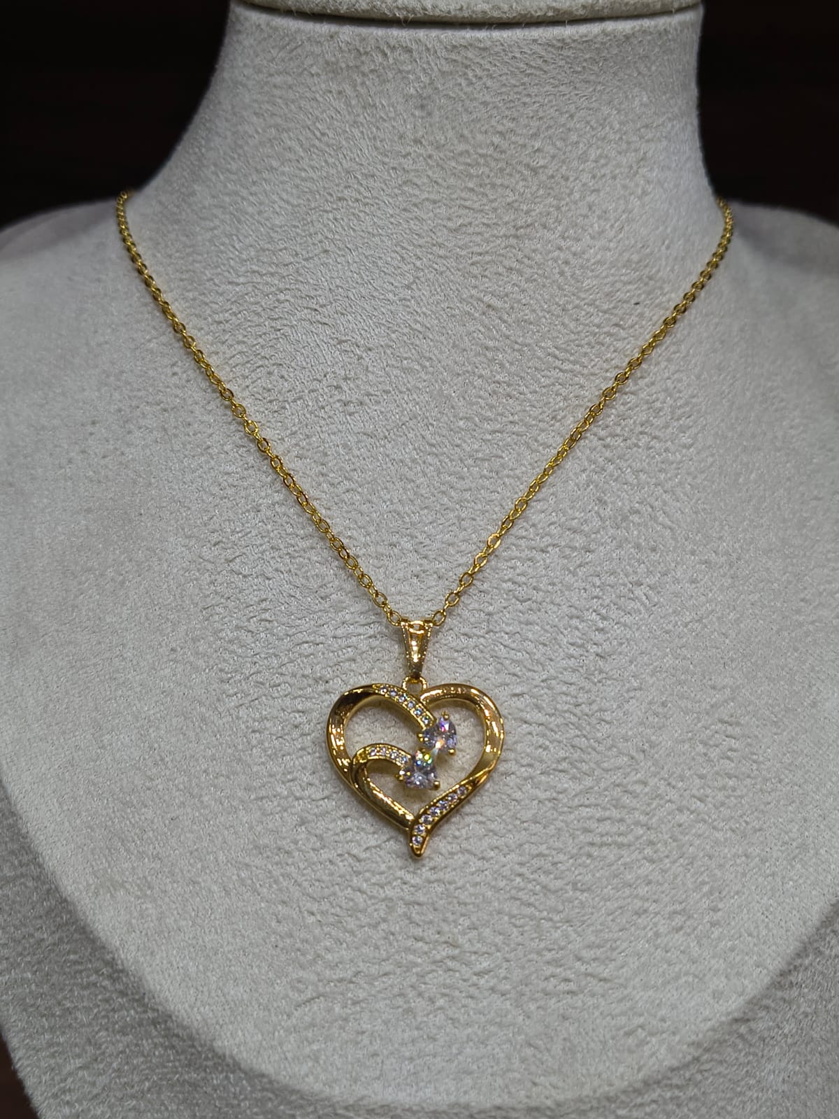 Corrente Cartie Feminina Coração com Strass 45cm