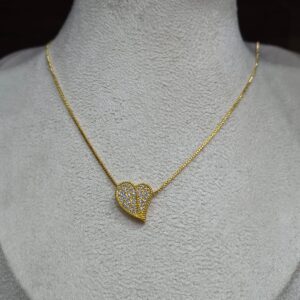 Corrente Veneziana Feminina Coração Strass 45cm